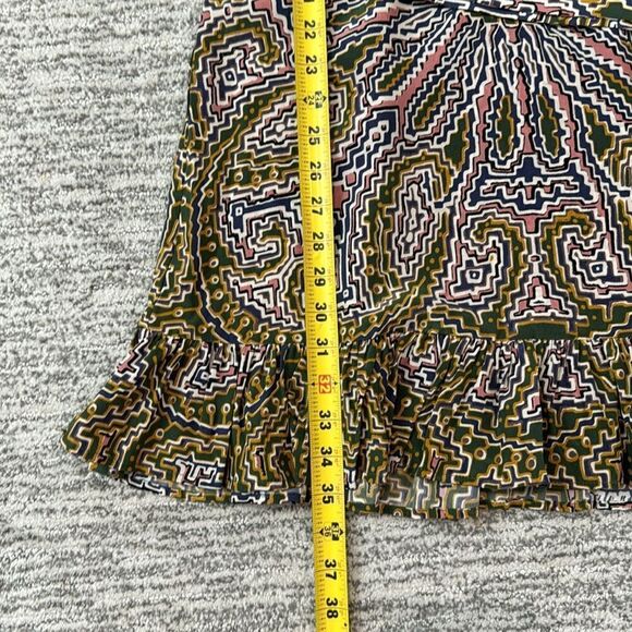 NWT Figue Cleo Silk Ruffle Neck Belted Dress in Medallion Multi Spruce XS - Picture 10 of 15